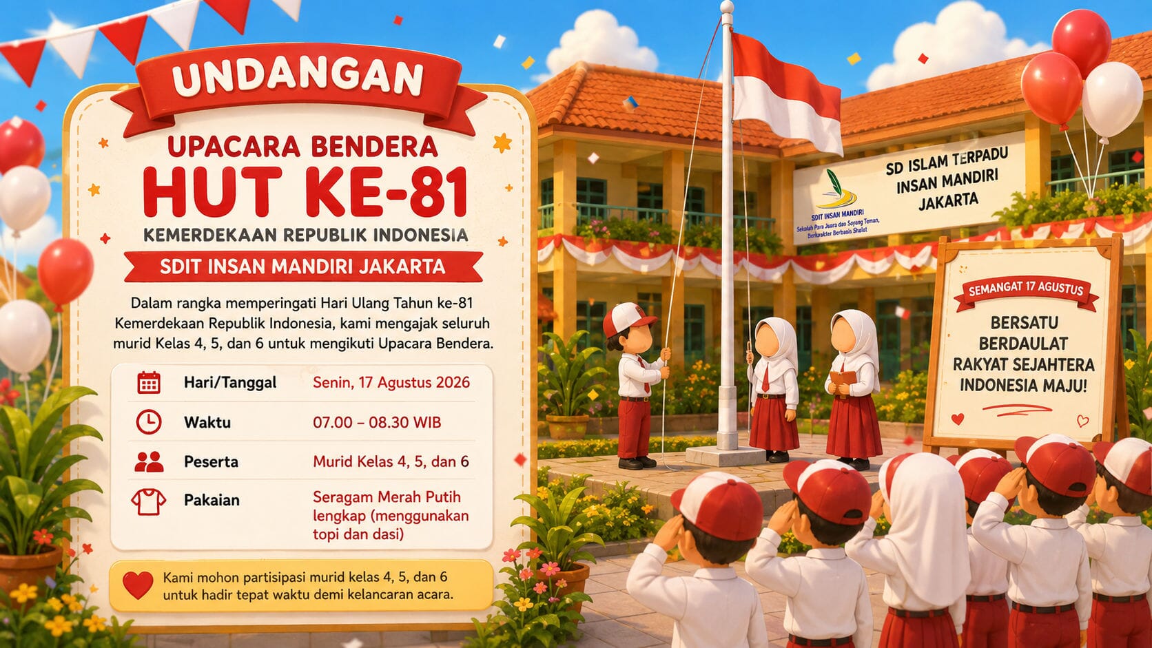 Upacara Bendera dan Gebyar Lomba HUT ke-81 Kemerdekaan Republik Indonesia
