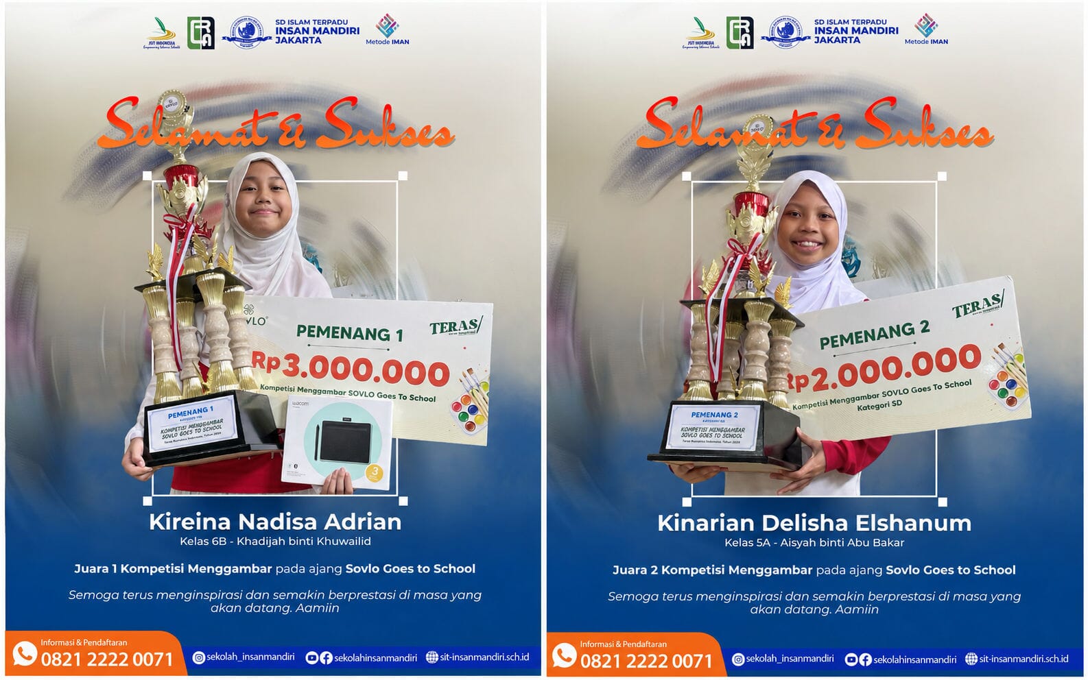 Dua Siswa Raih Juara Kompetisi Menggambar Sovlo